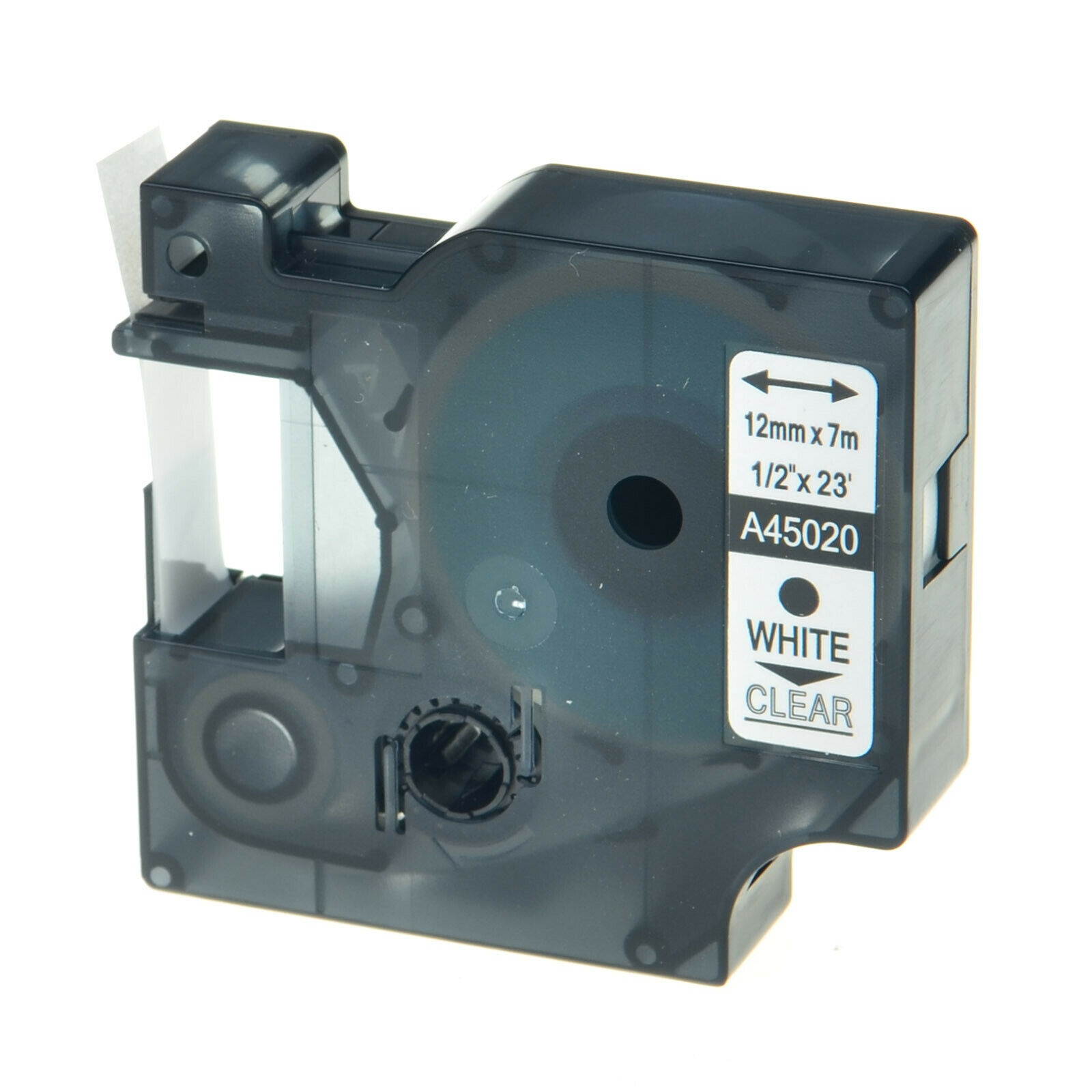 3PK White on Clear Label Tape 12mmx7m For DYMO D1 45020 LabelManager 200 400 450