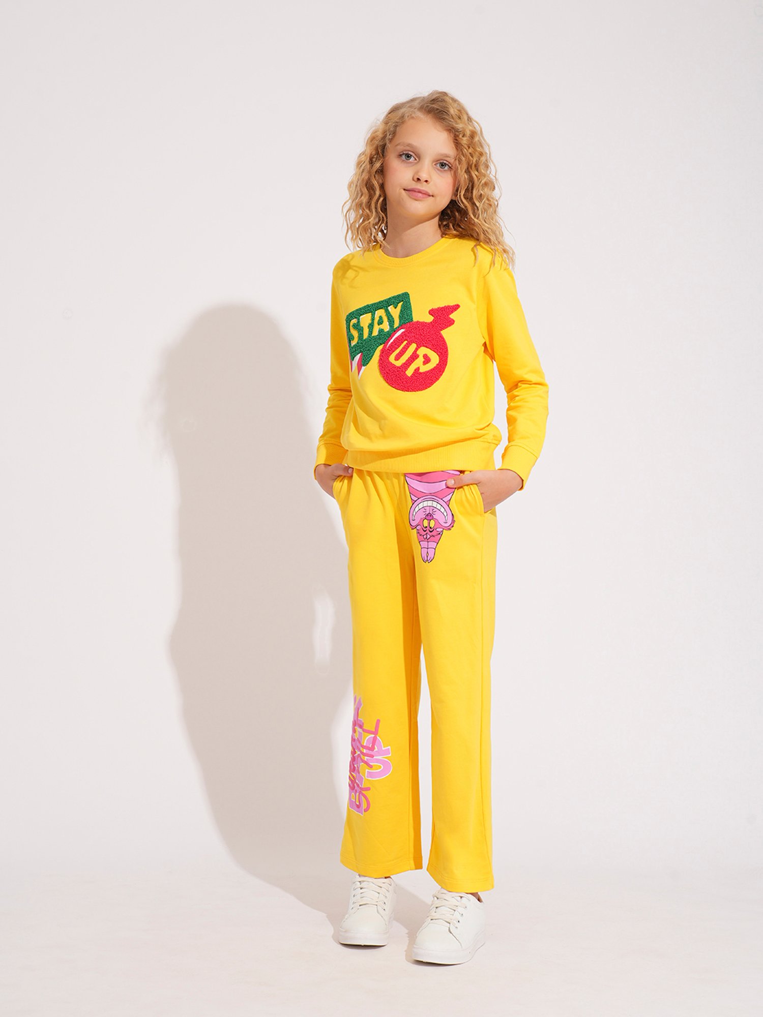 VERO MODA GIRL Kids Daffodil Cotton Graphic Sweatshirt