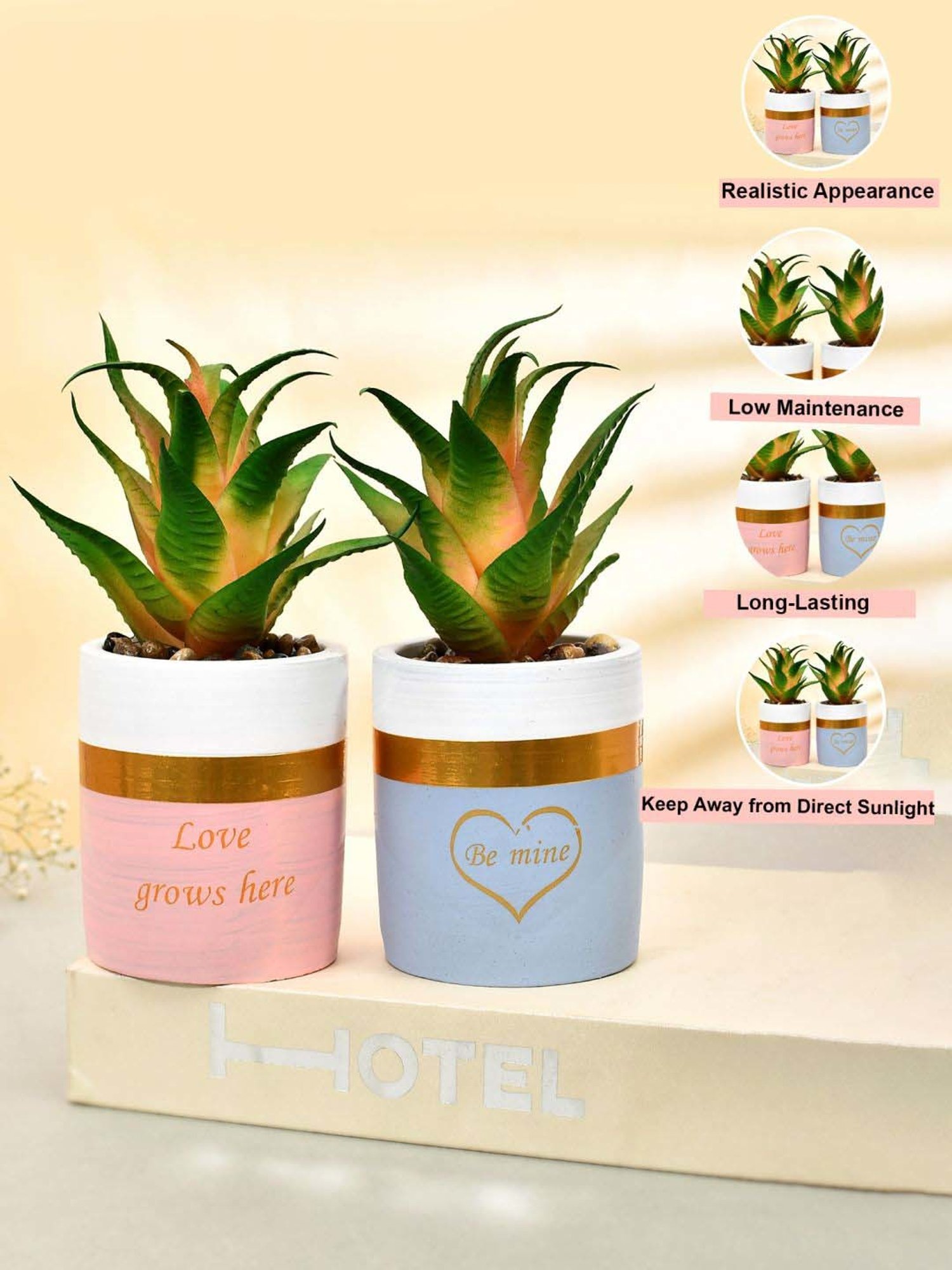 Tayhaa Multicolor Ceramic Citrus Delight Artificial Succulent With Planters - Set of 2