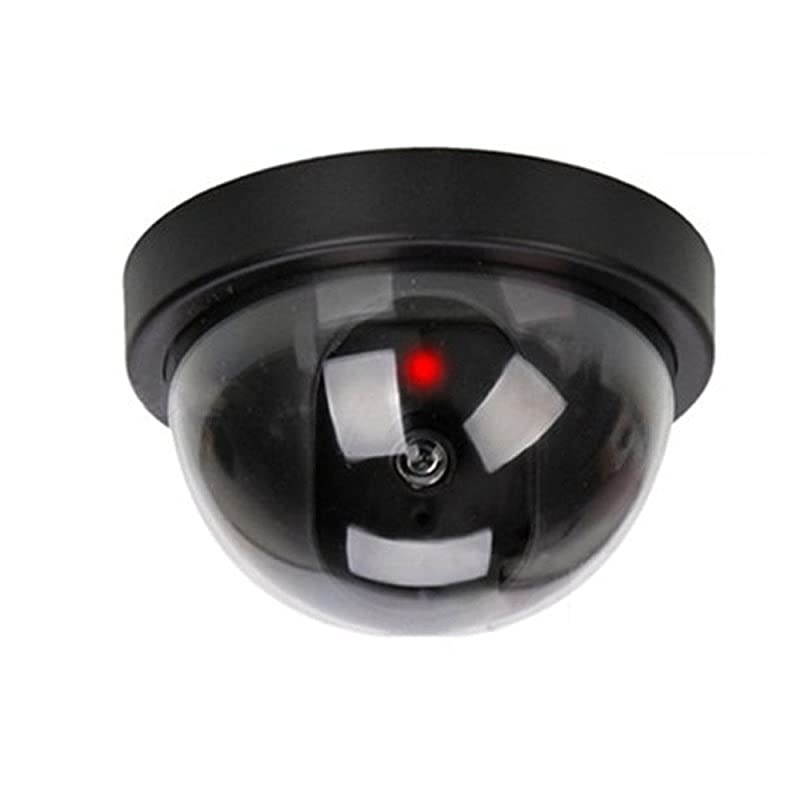 2 X Black Dome Fake Dummy Security CCTV Camera Waterproof IR LED Flashing Red Light Outdoor Indoor Surveillance
