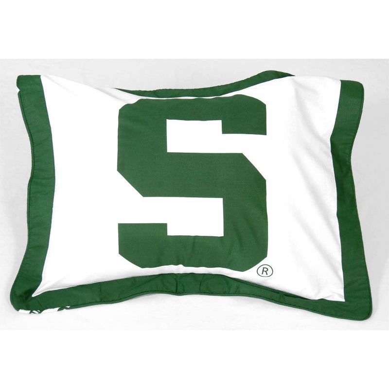 NCAA Michigan State Spartan Pillow Sham Cotton Bed Accessory - Michigan State Spartans..