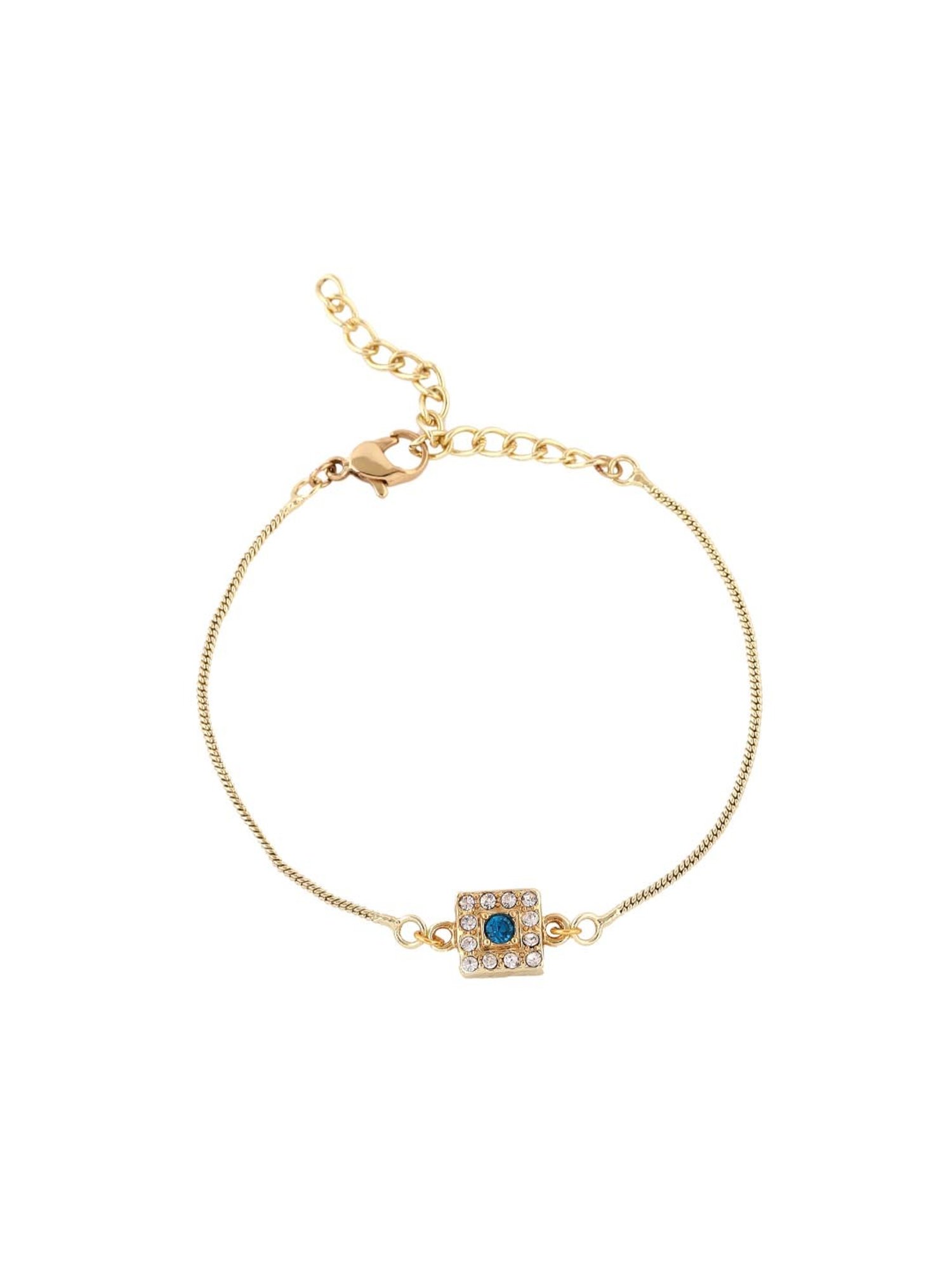 Estele Gold-Plated Bracelet with White & Blue Crystals for Women