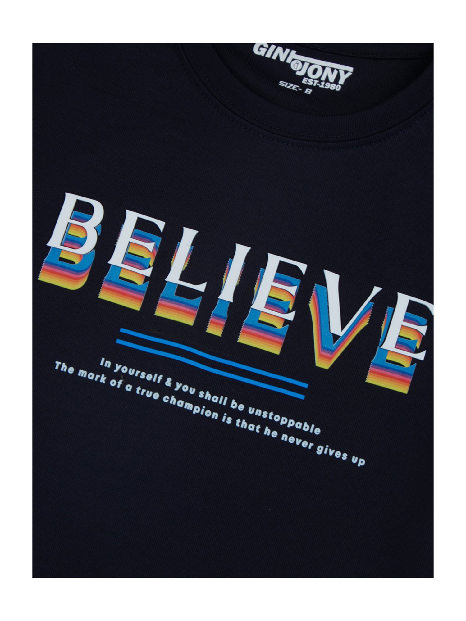 Gini & Jony Kids Navy Printed T-Shirt