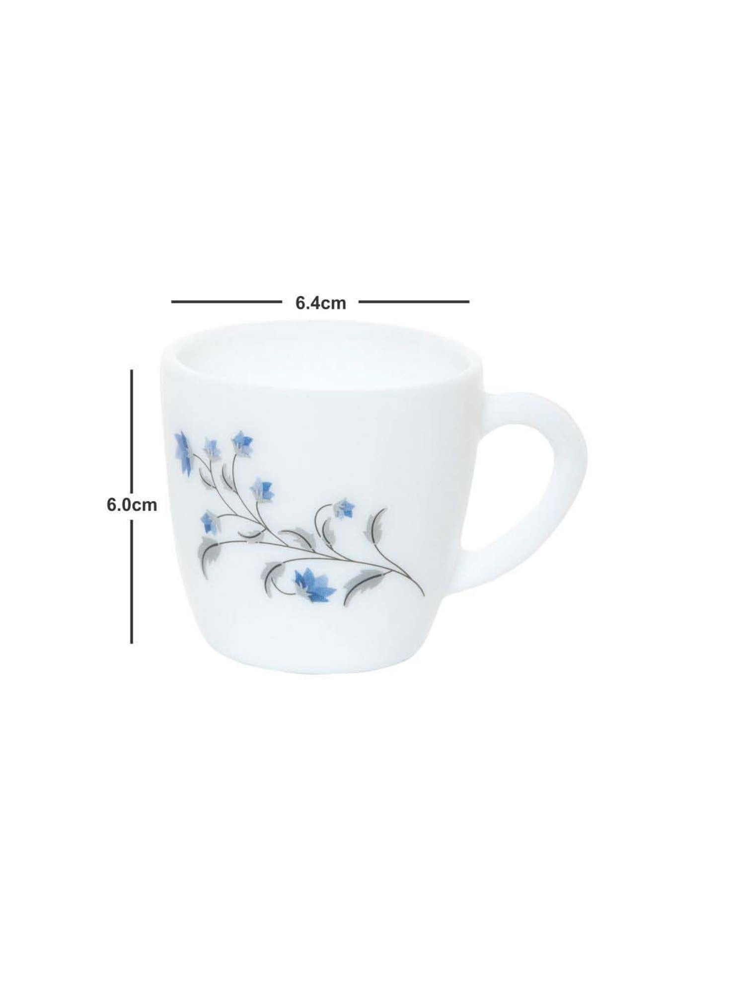 Cello Ricca White & Blue Glass Coffee Mug (0.1 L) - Set of 12
