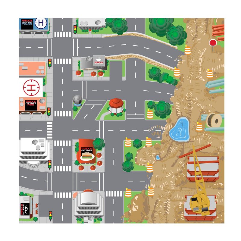 Maxx Action Deluxe Vehicles - Mini Construction and Rescue with Play Mat - 10 pk