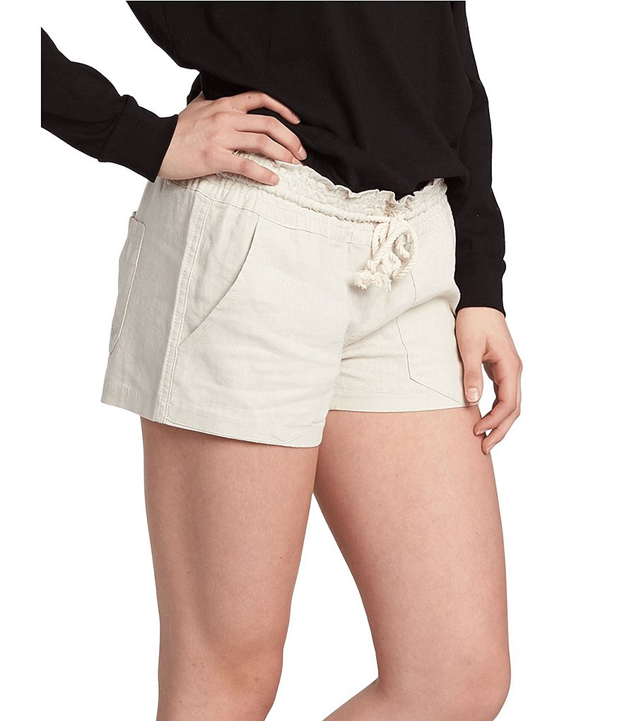 Guess Brynn Tropical Floral Mid Rise Linen Shorts