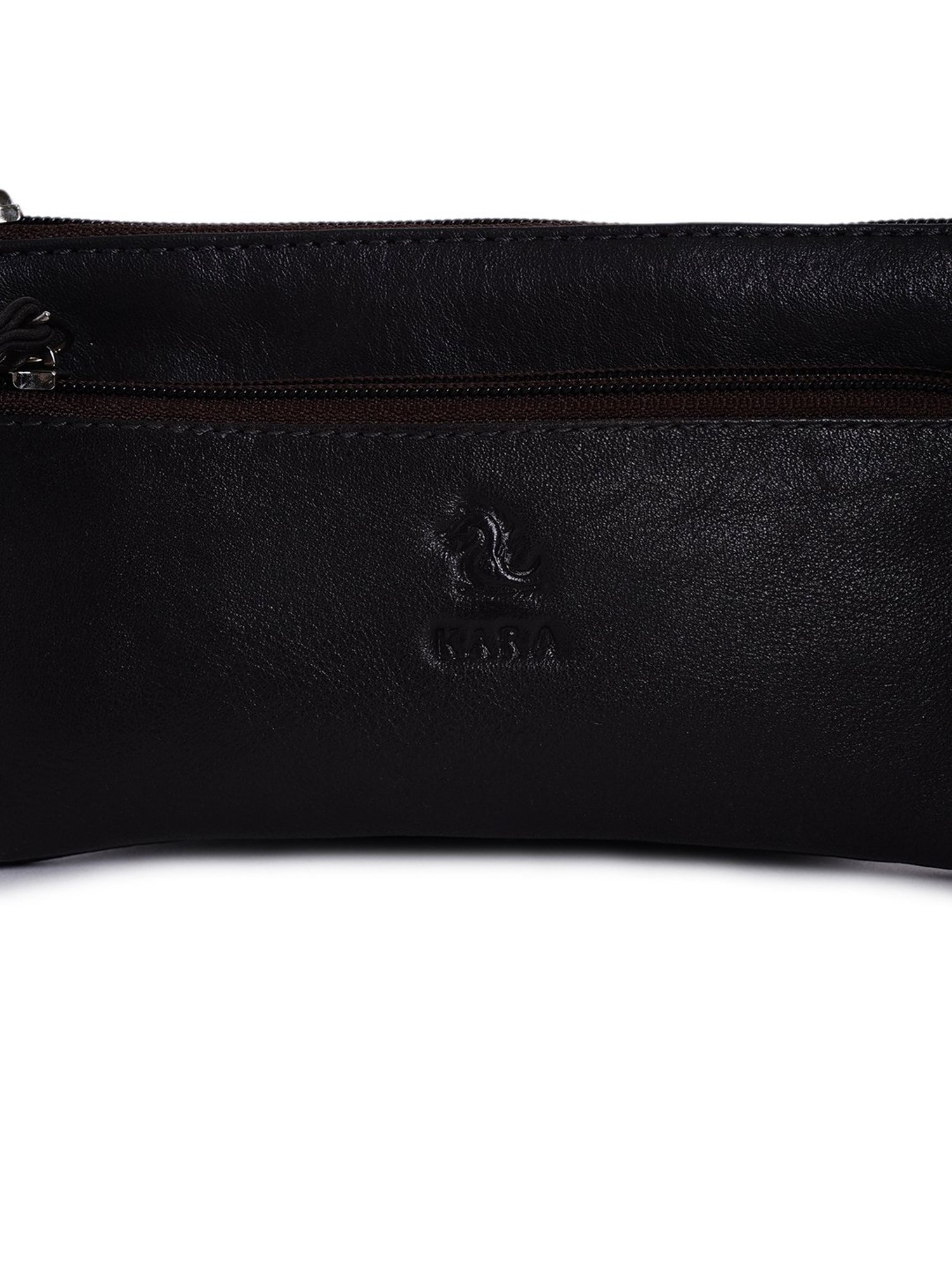 Kara Brown Solid Leather Wristlet