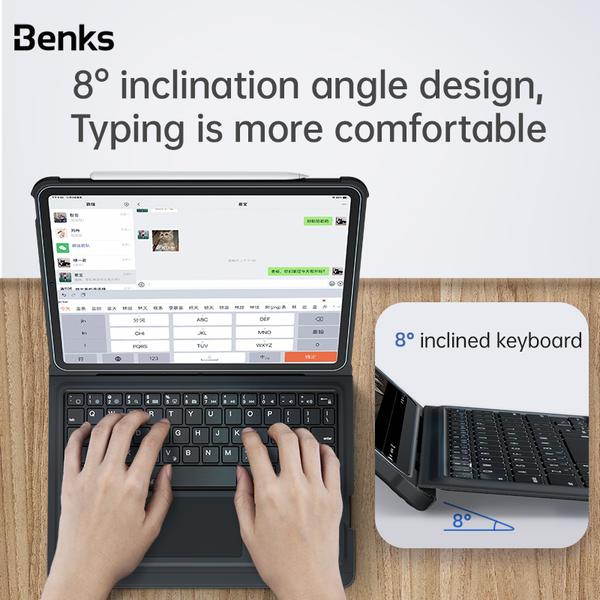Benks - Ipad Bluetooth Keyboard  Case  Compatible for AIR 3 / PRO 10.5(2019),  Folio Smart Soft Silicone Protective Cover,  Built-in Pencil Holder - Thin Slim & light Smart Folio Case - Tablet Case