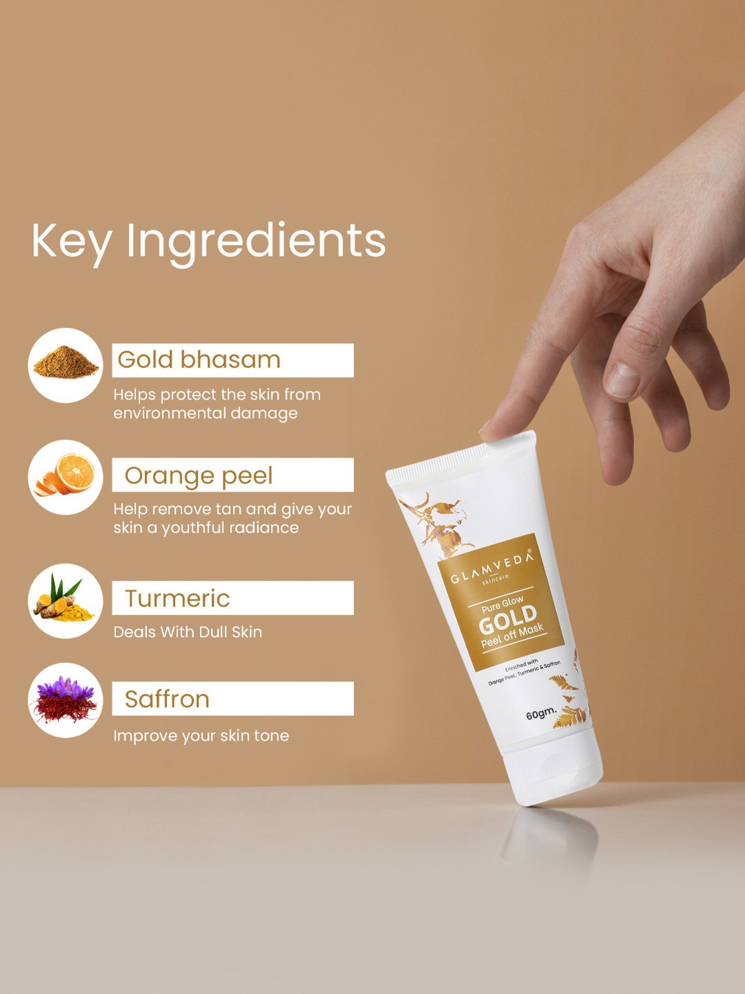 Glamveda Pure Glow Gold Peel Off Mask - 60 gm