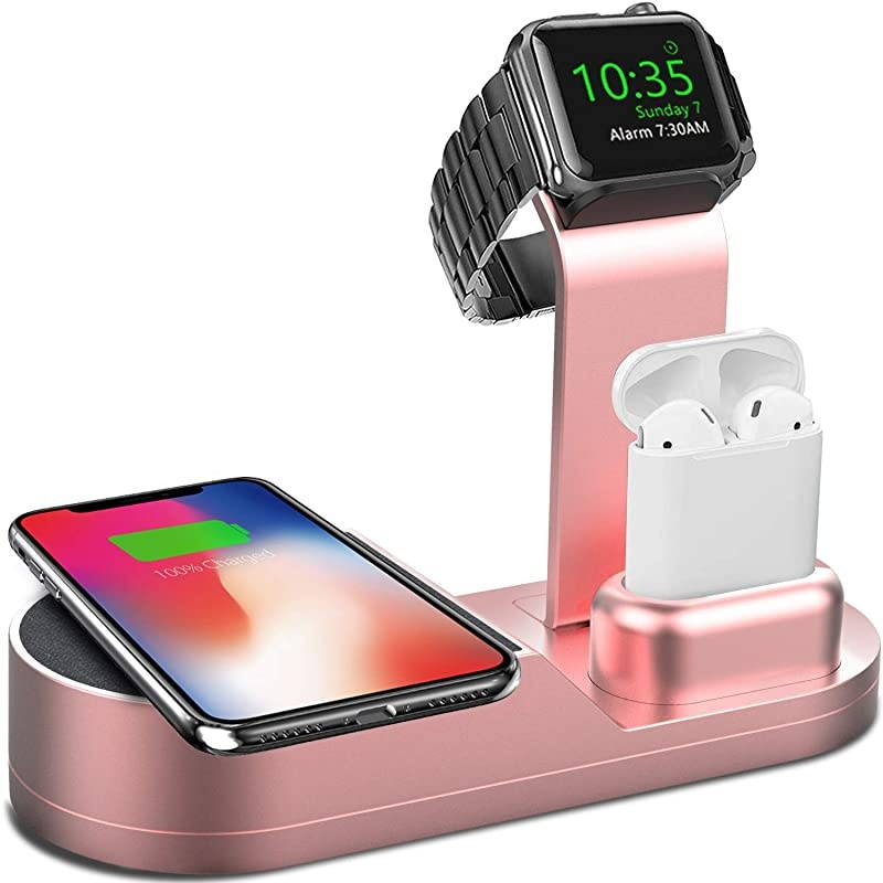 Wireless Charger iWatch Stand Compatible with iWatch Series SE 6 5 4 3 2 1 AirPods Pro Airpods and Phone Series 12 SE 11 11 pro 11 Pro Max Xs X Max XR X 8 8PNo Adapter