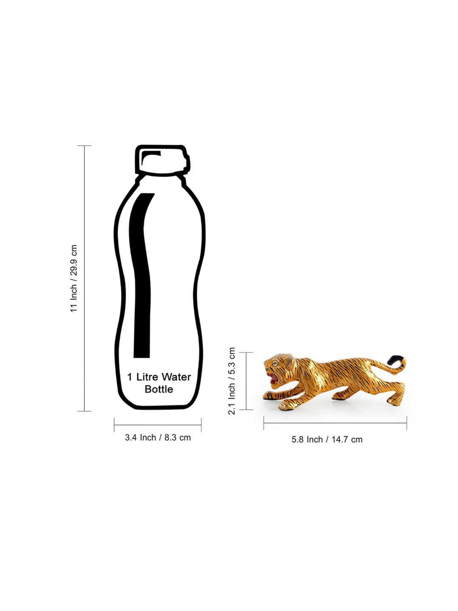 ExclusiveLane Yellow & Black Metal Meenakari Tiger & Cub Decorative Showpiece Figurine - Set of 2