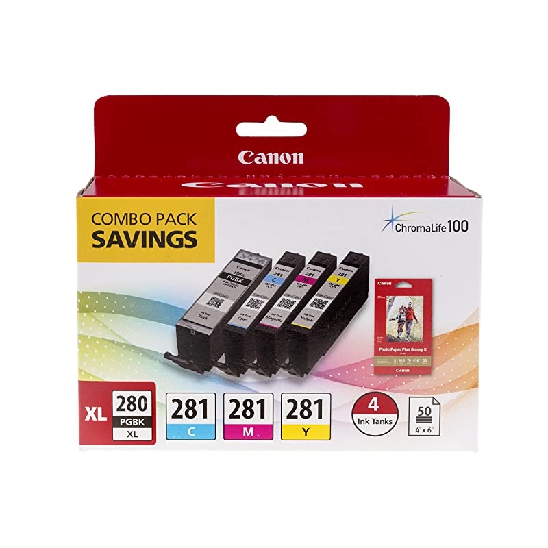 PGI280XL PGBKCLI281CMY 50 Sheets PP301 Combo Pack Compatible to TR8520 TR7520 TS9120 SeriesTS8120 Series TS6120 Series TS9521C TS9520 TS8220 Series TS6220 Series