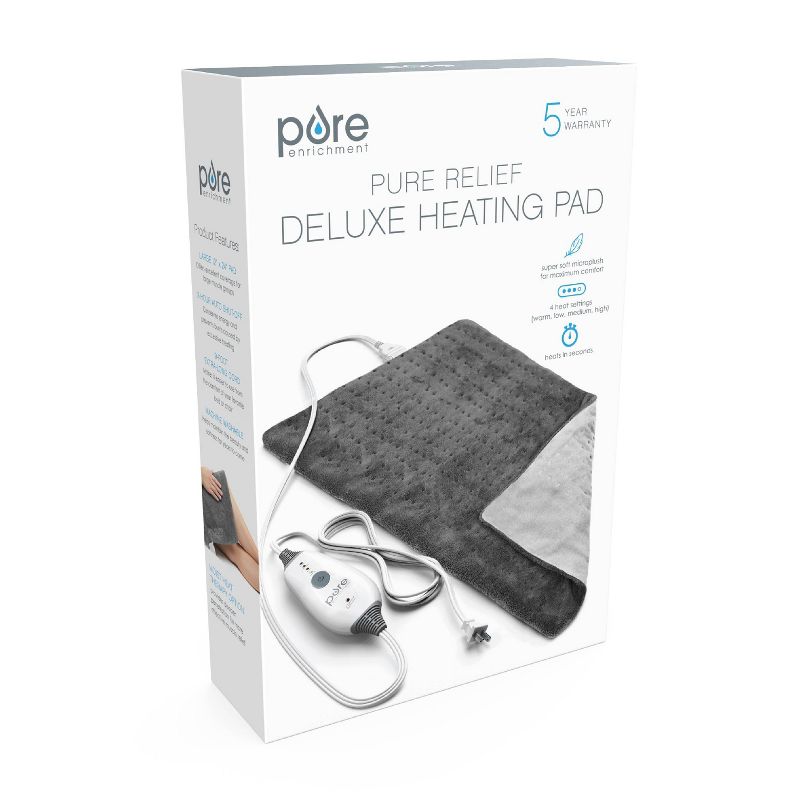 Pure Enrichment PureRelief Deluxe Heating Pad - 12" x 24" - Gray