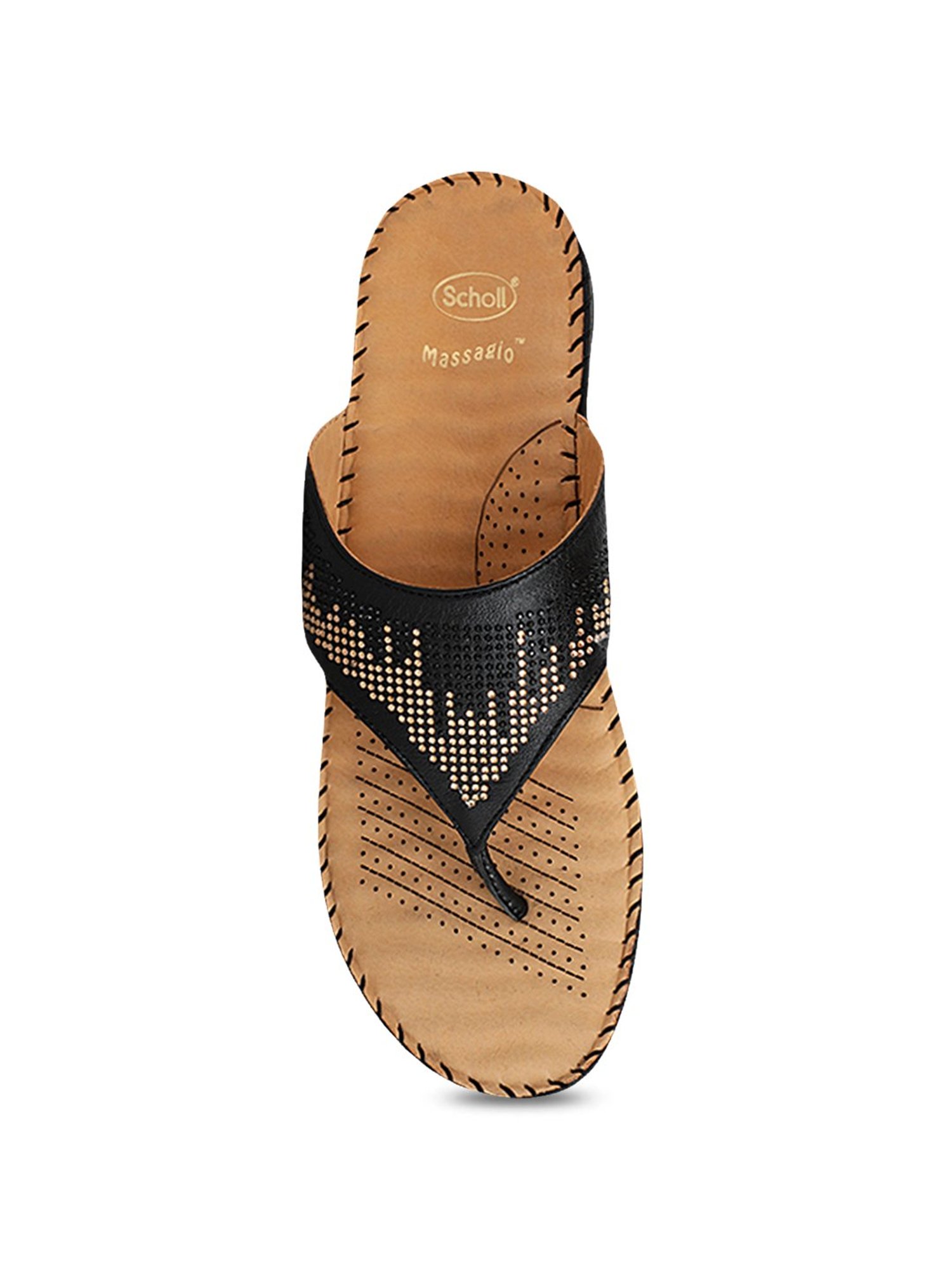 Scholl by Bata Women's Swaroski Black Thong Wedges