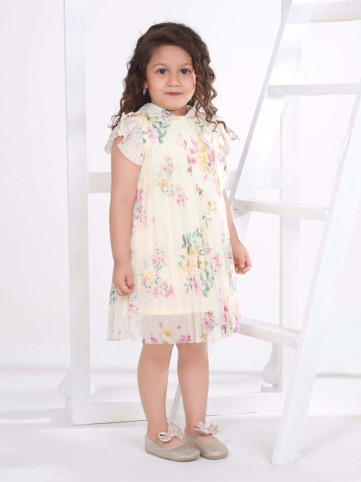 Peppermint Girls Yellow Floral Dress