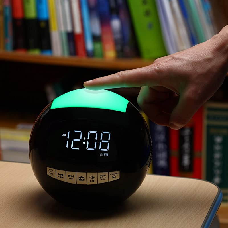 Digital Alarm Clock FM Radio7 Colors LED Night LightDual USB Chargers1224HDSTWhite Digits with Dimmer SnoozePlug in Battery OperatedDesign for Adults Kids Heavy Sleeper Elderly Bedroom