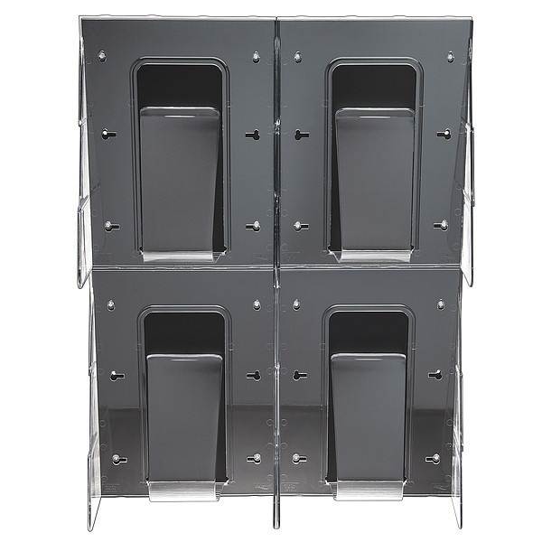 DEFLECTO 56001GR Magazine Holder,4 Compartments,Clear