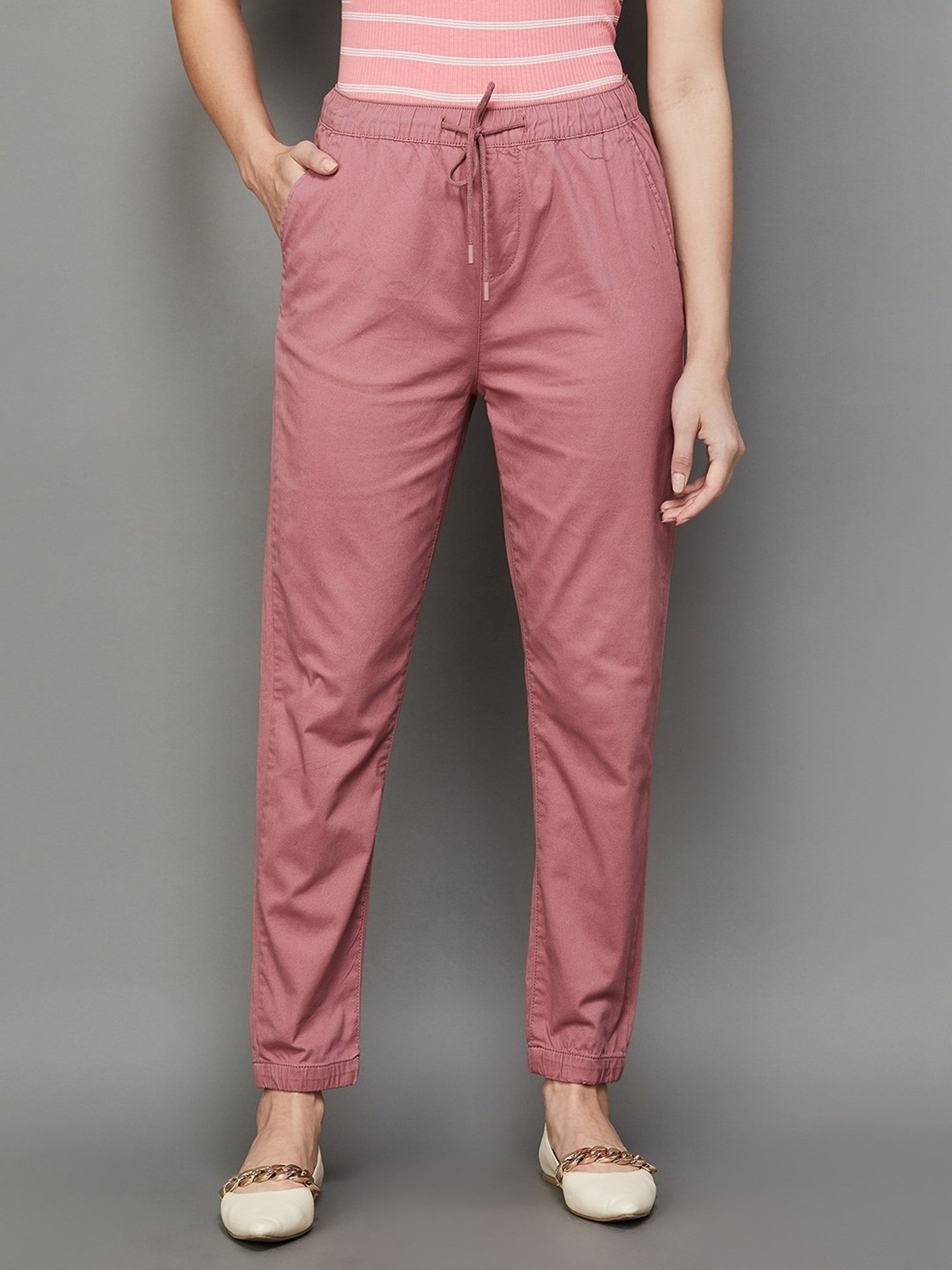 Code by Lifestyle Pink Cotton Joggers