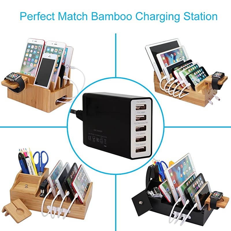 Port USB Wall Charger 40W 8A, 5 Port Desktop USB Charging Station for ple Devices, Travel Portable USB Charger for Cell Phone, Tablet