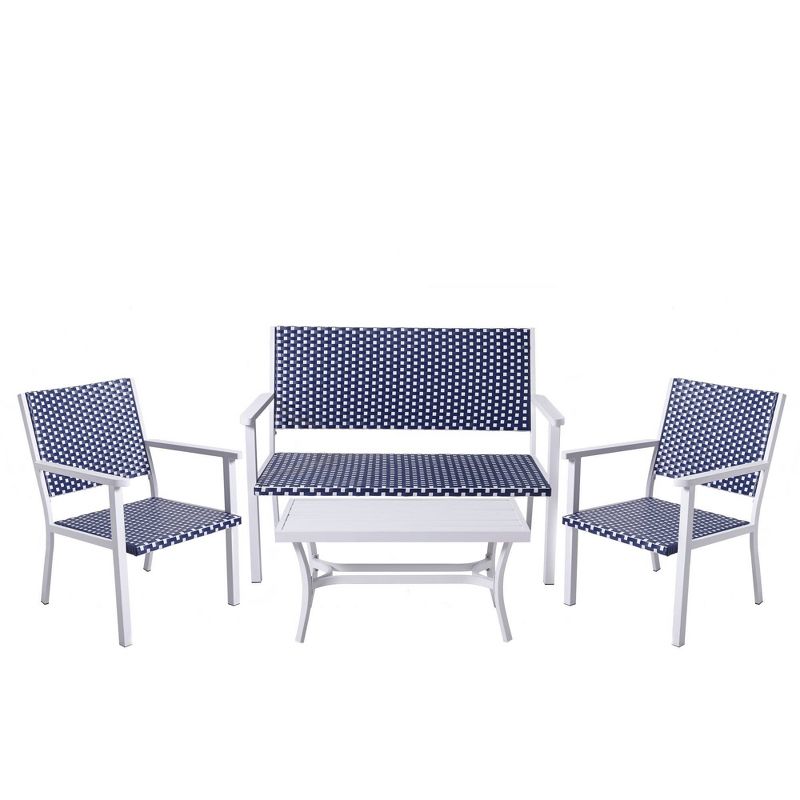 Peaktop 4pc Wicker Patio Conversation Set - Coastal - Teamson