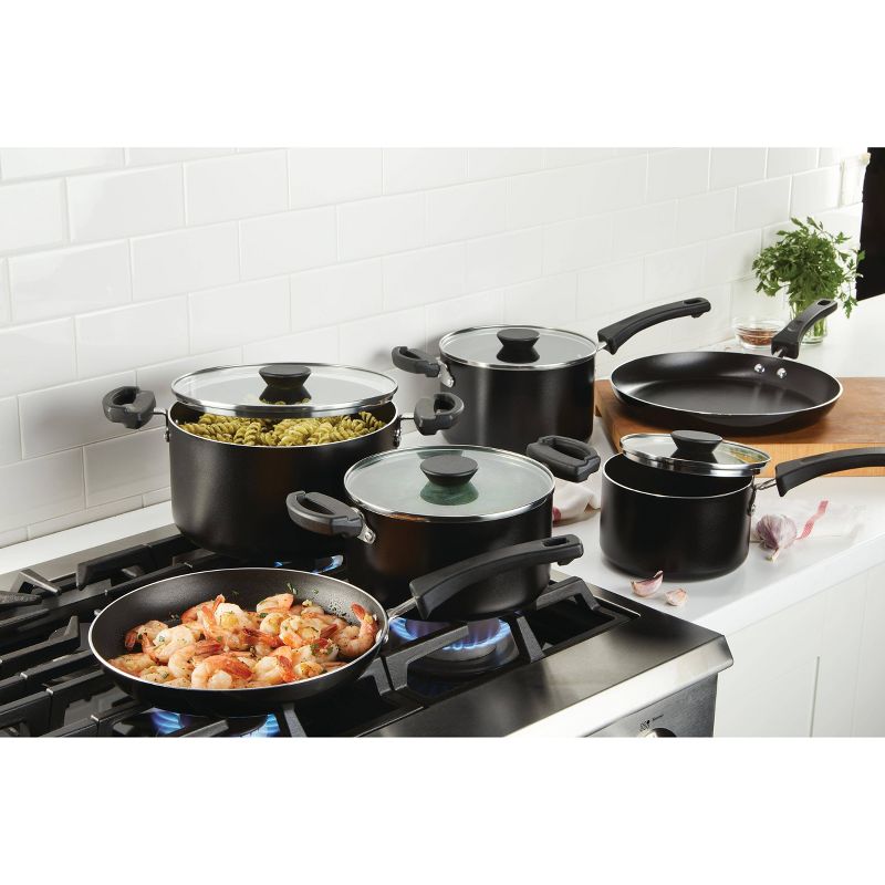 Farberware Neat Nest 10pc Aluminum Nonstick Cookware Set Black