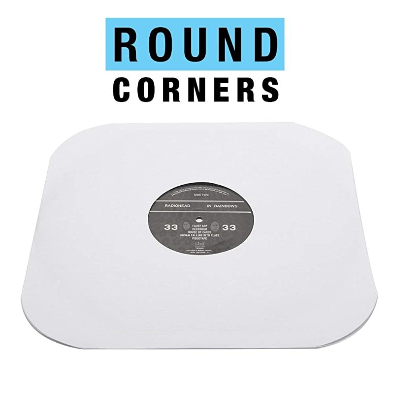 Vinyl Record Inner Sleeves 100x | Made from Heavyweight & Acid Free Paper | Album Covers with Round Corners for Easy Insert | Slim Record Jackets to Protect Your LPs & Singles | 12"