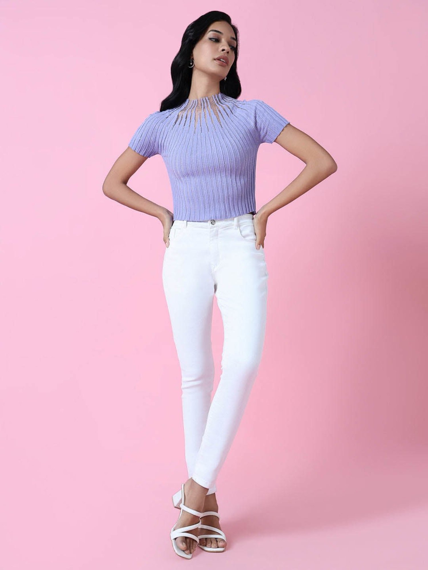 SHOWOFF Lavender Embellished Top
