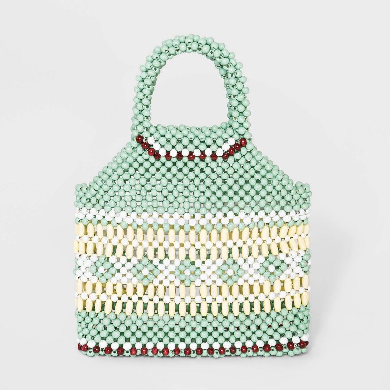 VR NYC Beaded Handle Mini Satchel Handbag - Green