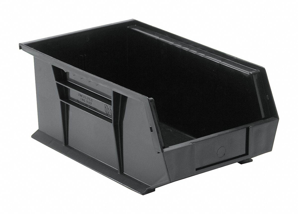 QUANTUM STORAGE SYSTEMS QUS241BK Black Hang and Stack Bin, 13-5/8"L x 8-1/4"W x