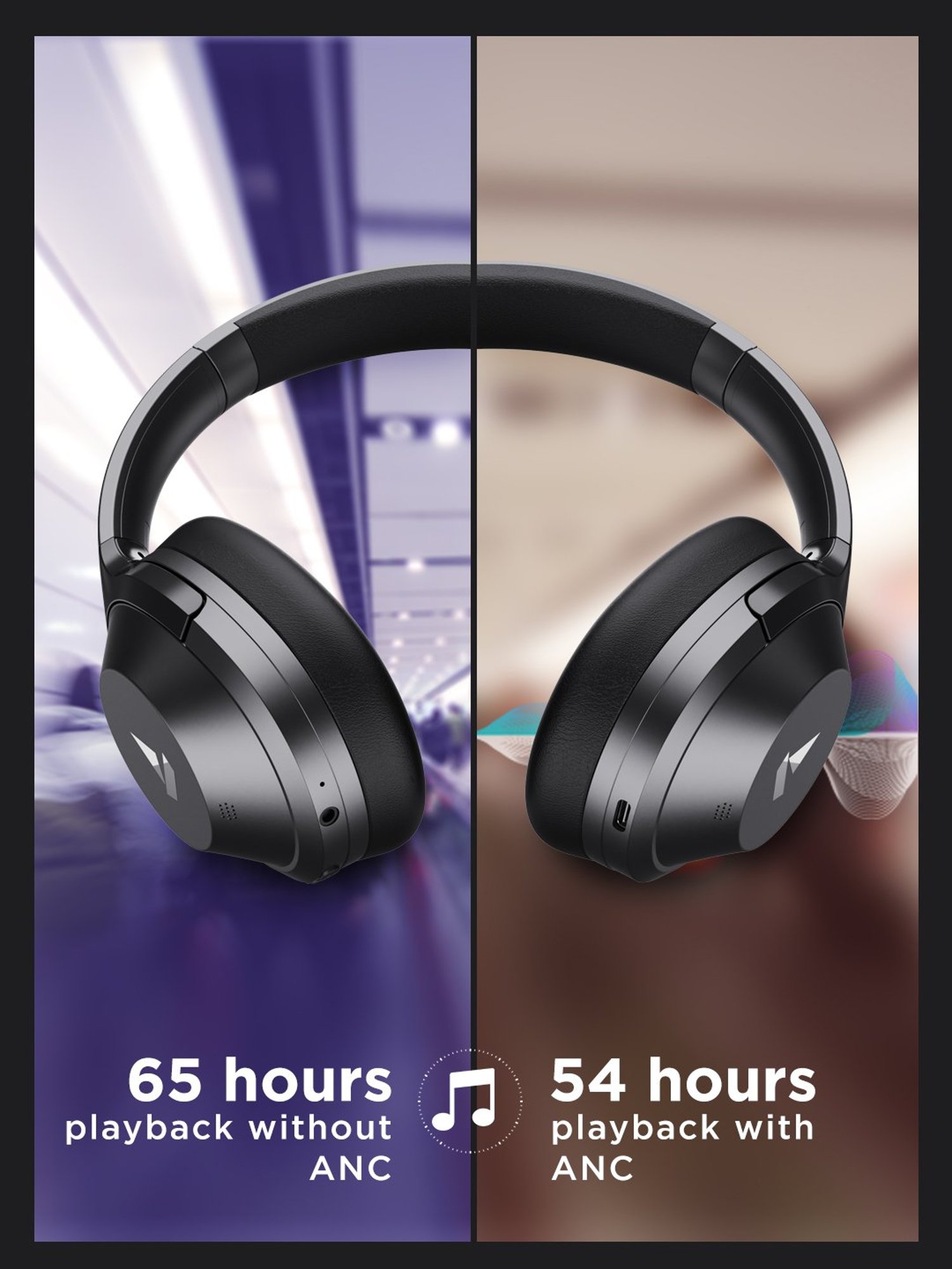 Boat Nirvanaa 751ANC T Headset with Hybrid Active Noise Cancellation & 65H Playback (Gunmetal Grey)