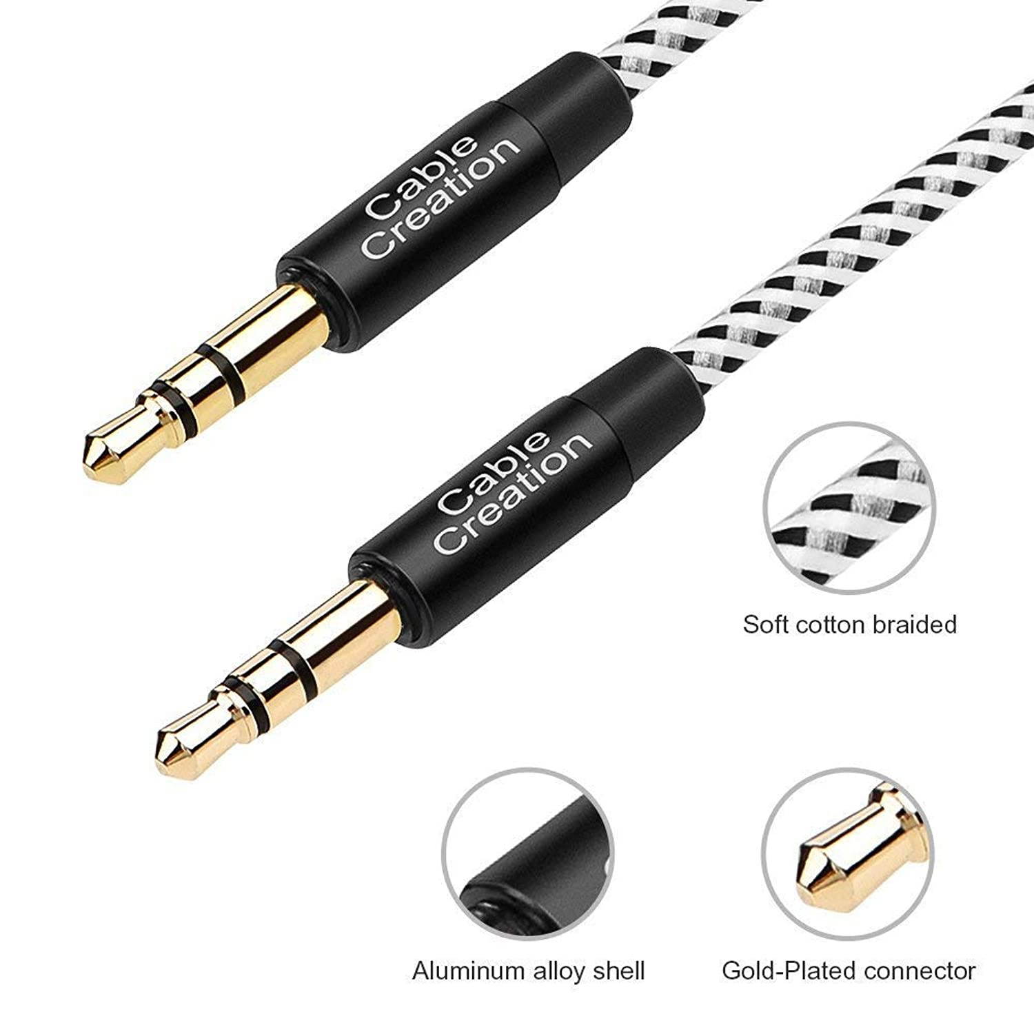 3.5mm Aux Cable, CableCreation 3.5mm Auxiliary Stereo Audio Cables Slim and Soft Aux Cord Compatible with Headphones, iPods, iPhones, iPads, Home/Car Stereos & More, 6 Feet/1.8M