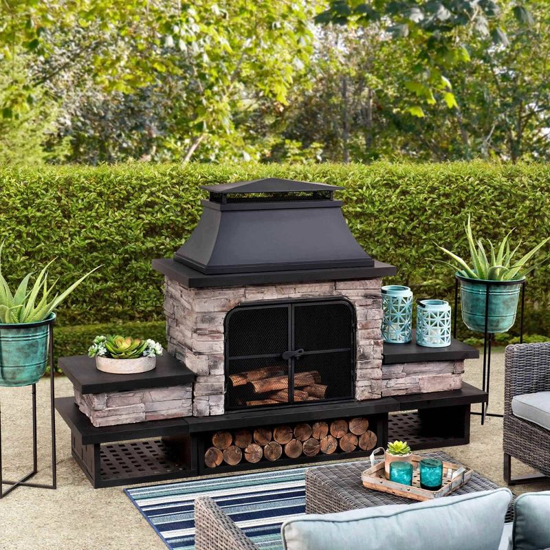 Irving Outdoor Fireplace Black - Sunjoy