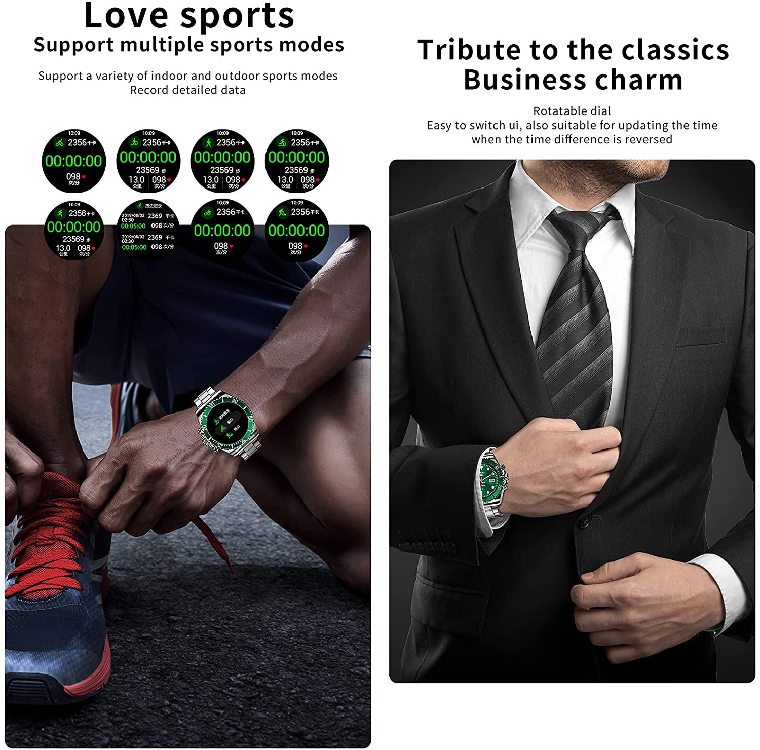 Men's Stainless Steel 1.28" Touchscreen Smartwatch for Android iOS, Fashion Mechanical Smart Watch, Bluetooth Calls with Heart Rate/Sleep Monitor Fitness Tracker, Ip68 Waterproof