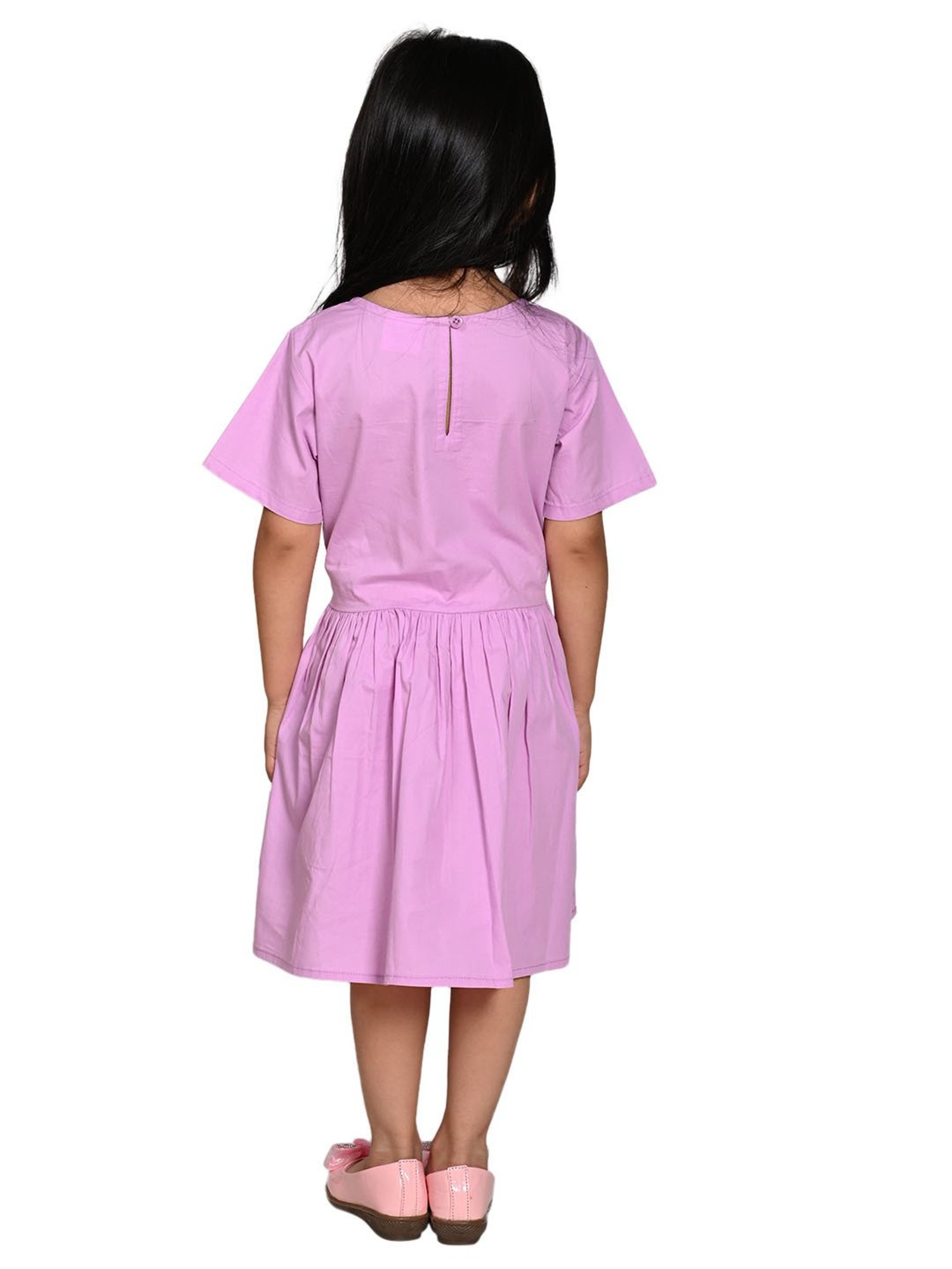 LilPicks Kids Lavender Solid Dress