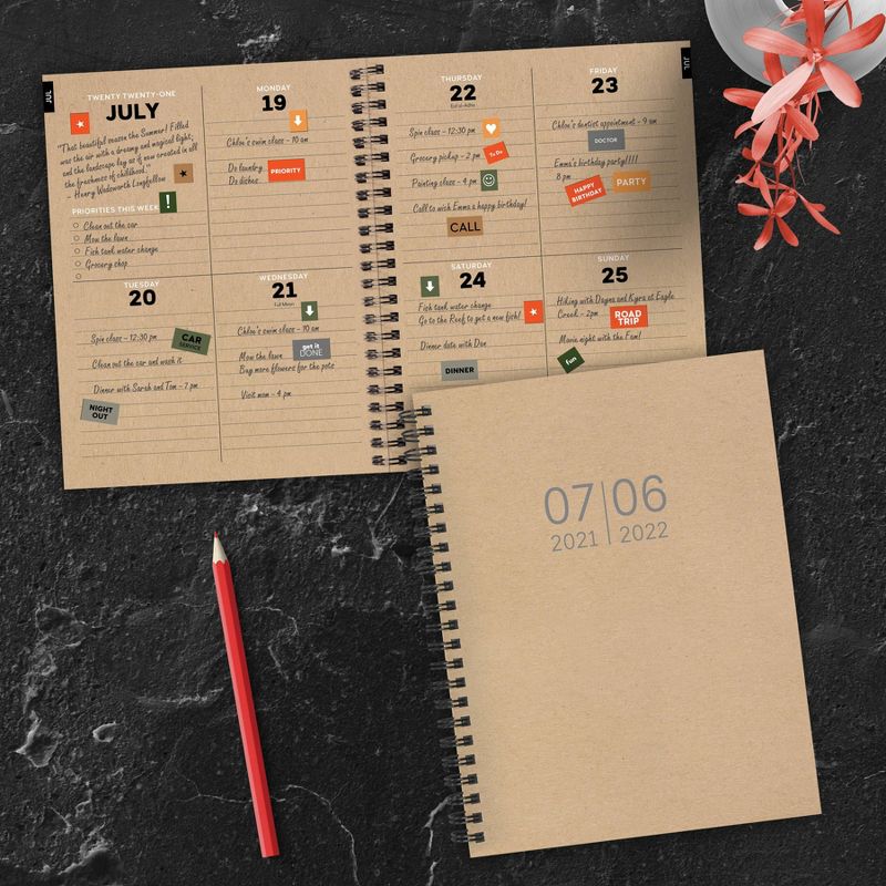 2021-22 Academic Planner 6" x 8" Simple Kraft Daily/Weekly/Monthly - The Time Factory