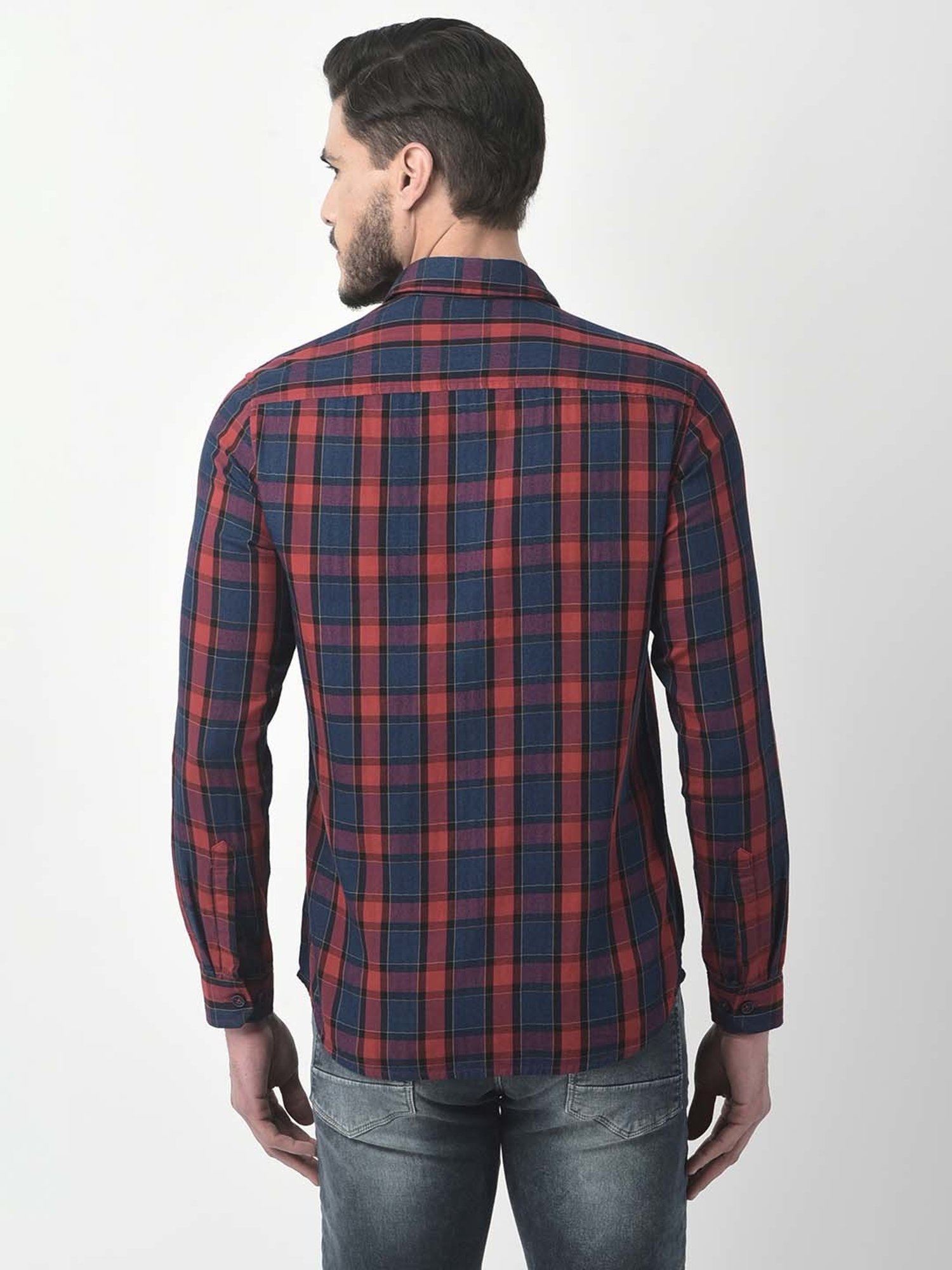 NUMERO UNO Red Slim Fit Check Shirt