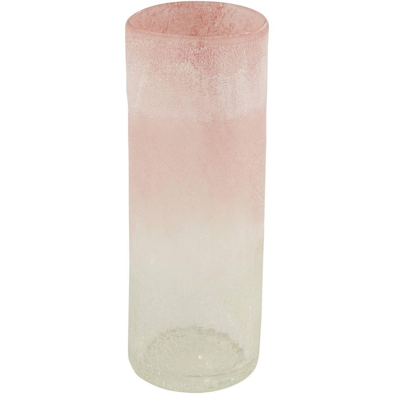 Studio 55D Pink and Clear 12" High Cylinder Glass Decorative Vase