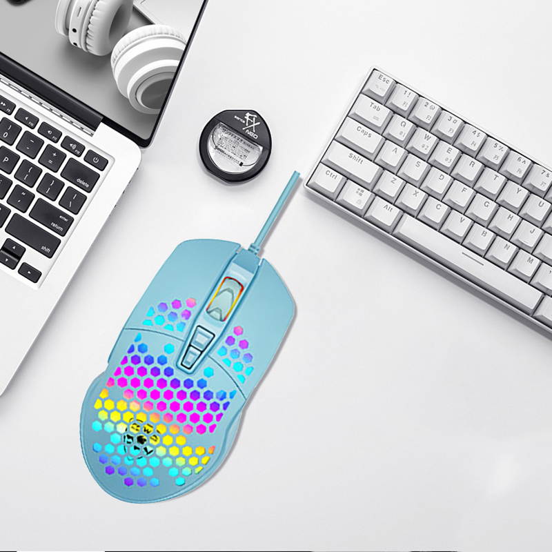 RGB Gaming Mouse,Mignvoa Wired USB Mouse Lightweight Honeycomb Shell,6400 DPI Adjustable, 7 Programmed Buttons, Ergonomic Optical Computer Gamer Gaming Mice for Windows PC Laptop