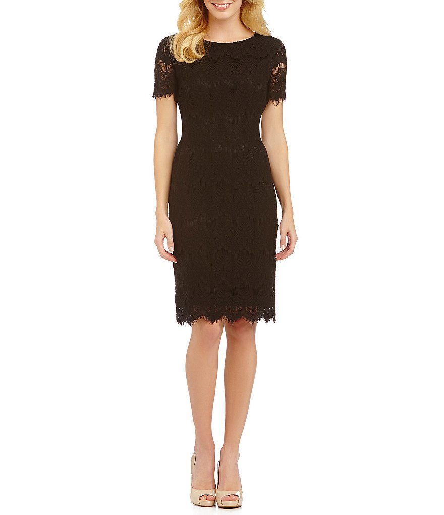 Preston & York Felicia Short Sleeve Round Neck Lace Sheath Dress