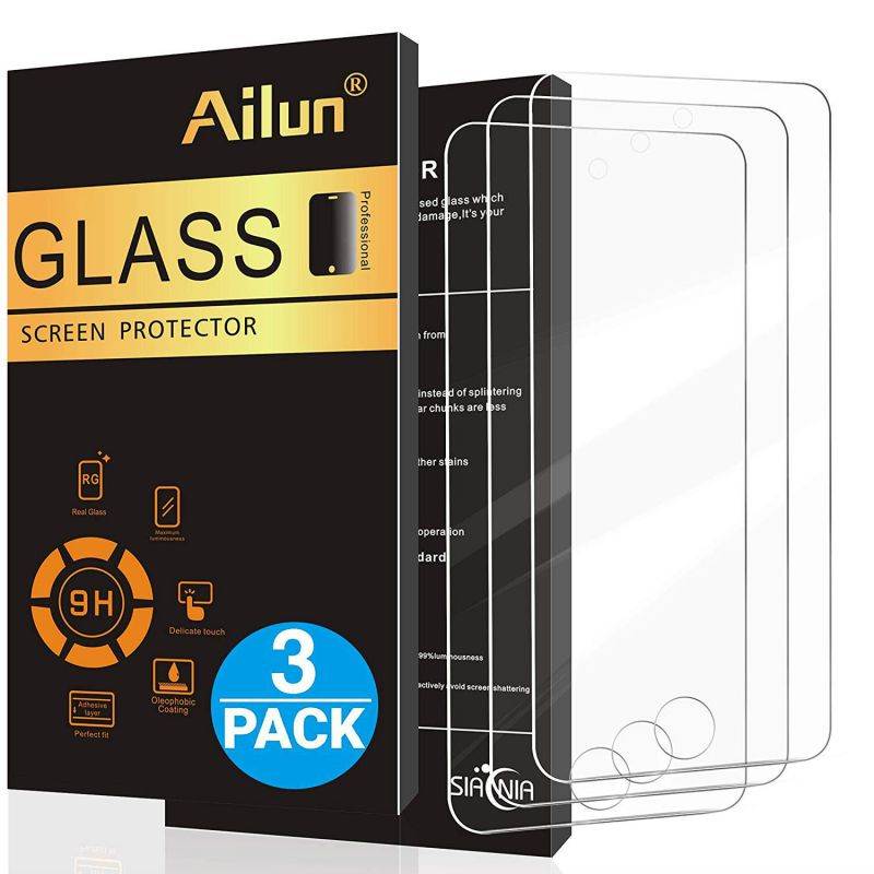 Ailun Screen Protector Compatible with iPod Touch 6 Touch 5,[3Pack],Curved Edge Tempered Glass Compatible with iPod Touch 6G/5G(6th/5th Generation),Anti-Scratch,Case Friendly,Siania Retail Package