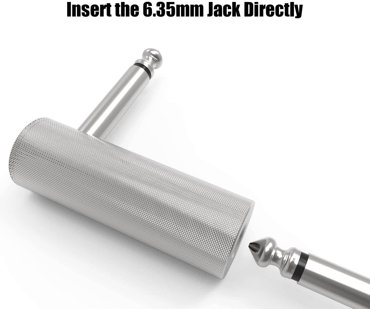 Ancable 2-Pack Premium 1/4 Inch Right Angle Guitar Cable Adapter, 6.35mm 1/4" TS Mono Male to Female Heavy Duty Metal Connector for Bottom Plug Guitar/V-shape Guitar/Front Facing Jack Guitar