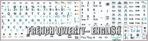 FRENCH QWERTY - ENGLISH NOTEBOOK NON-TRANSPARENT WHITE KEYBOARD STICKERS
