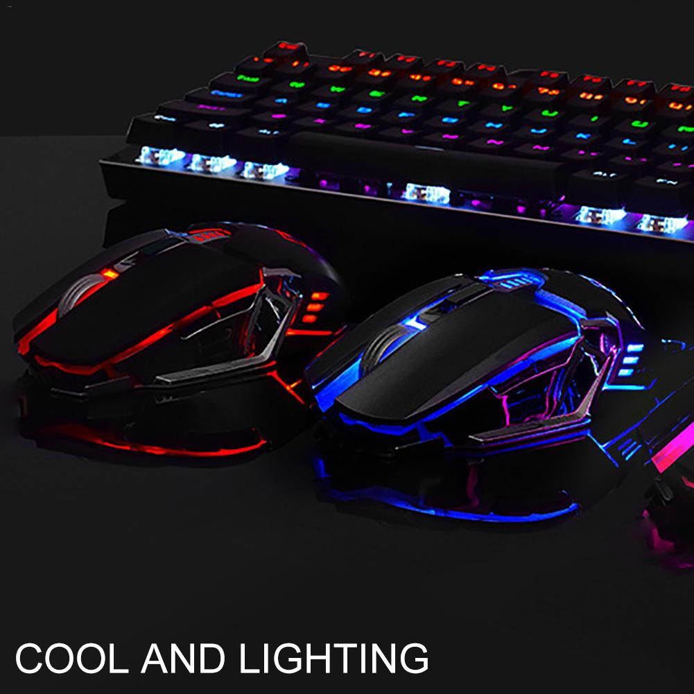 Wireless Keyboard Mouse Receiver Combo Set Backlit Rechargeable Waterproof PC Home For Xinmen (Blue)