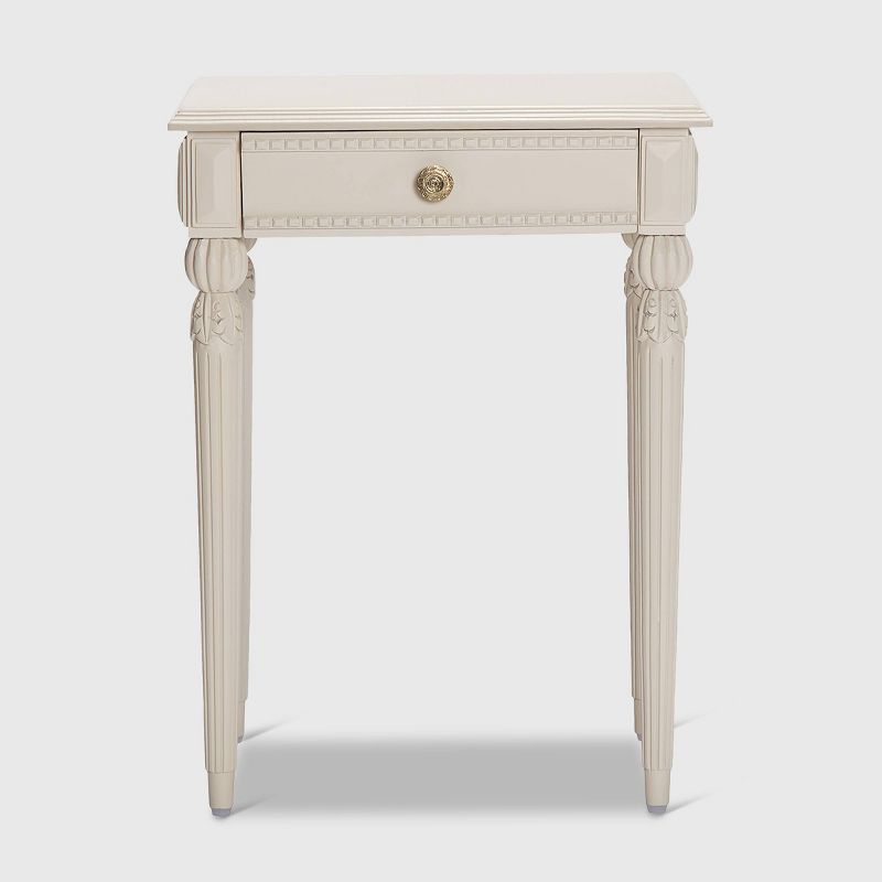 Rowan Side Table with Drawer Creamy White - Adore Decor