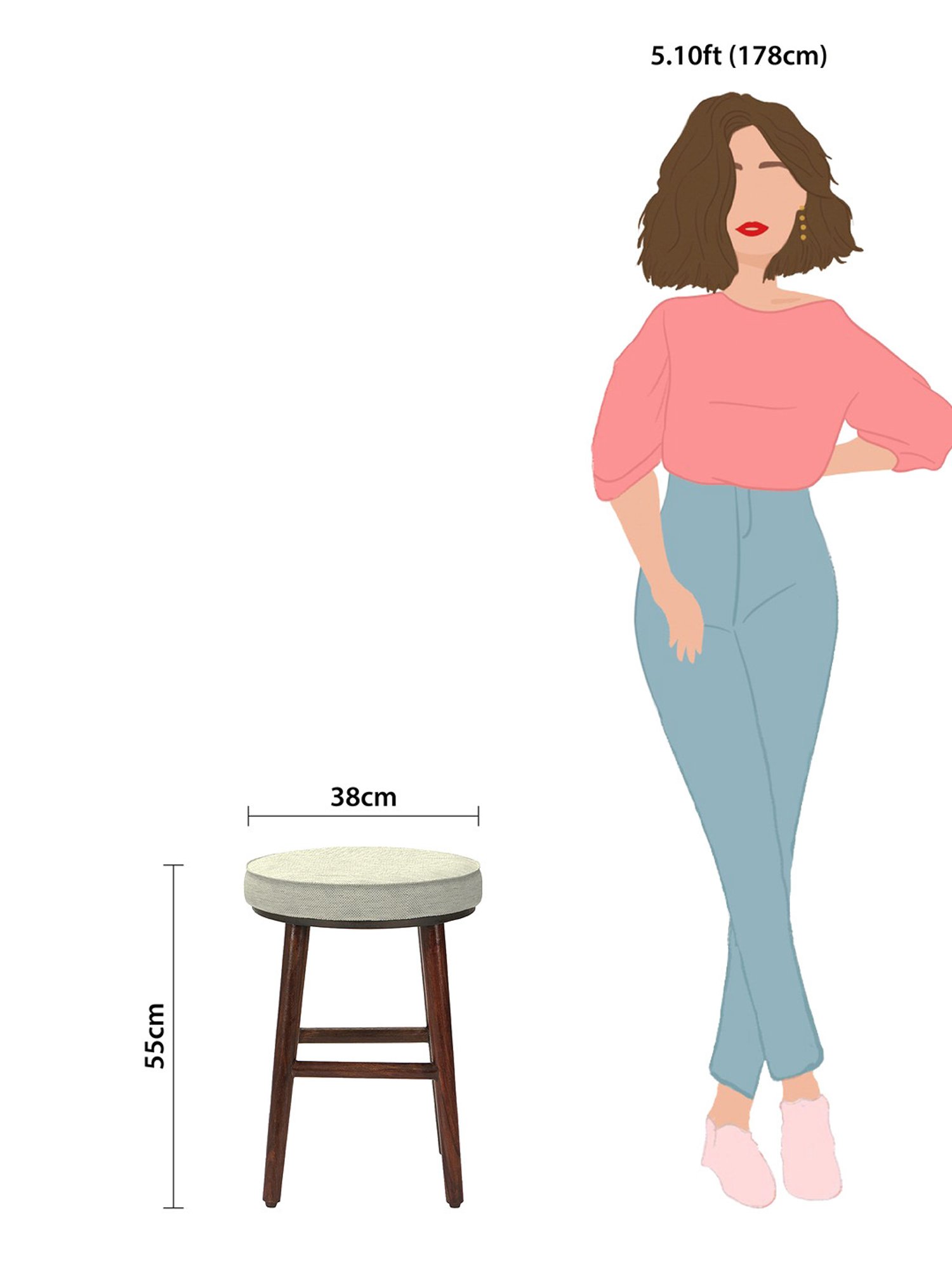 Chumbak English Srilanka Solid Ivory Wood Cafe Stool