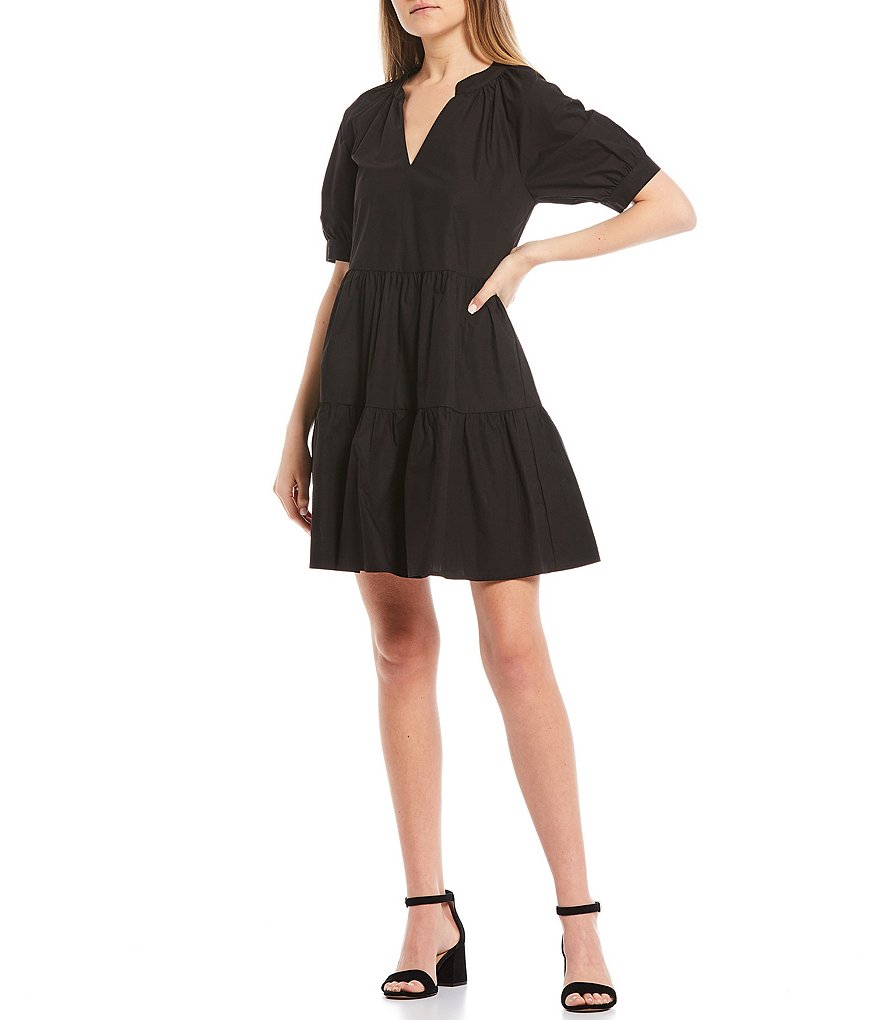 Love & Piece Short-Sleeve Chambray Babydoll Dress