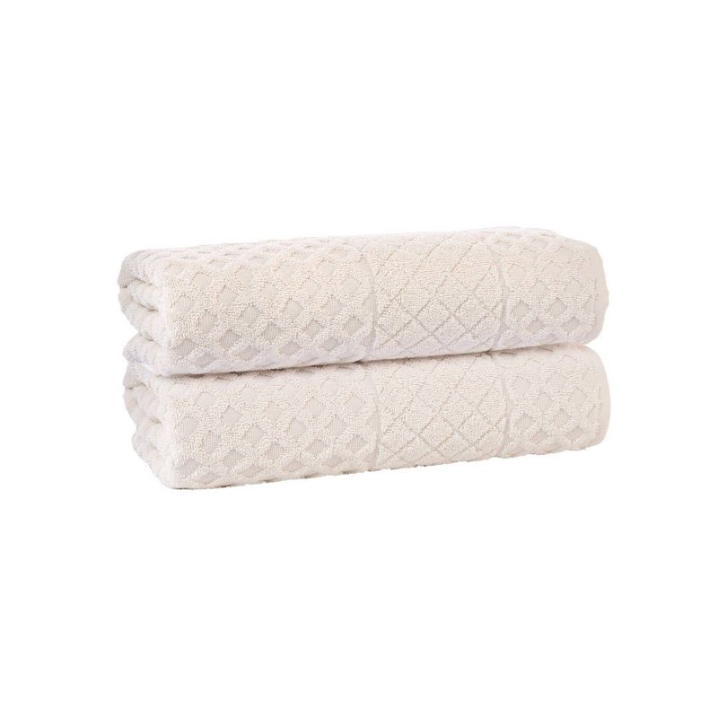 2pc Glossy Turkish Cotton Bath Towel Set Off White - Enchante Home