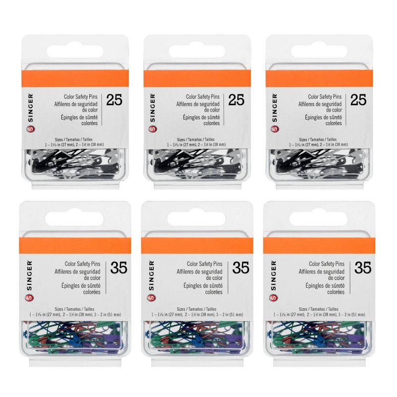 Singer 180ct Safety Pin Bundle Black/White/Metallic