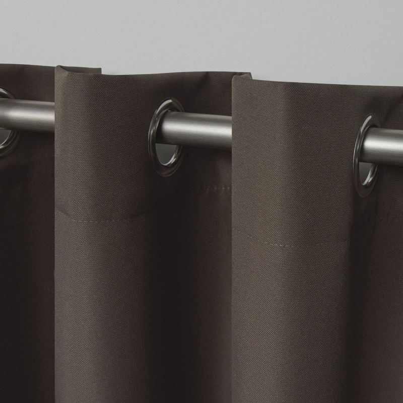 Set of 2 120"x54" Solid Cabana Grommet Top Light Filtering Curtain Panels Chocolate - Exclusive Home