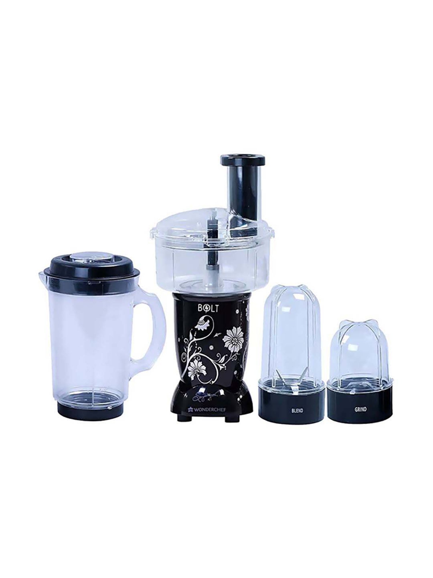 Wonderchef Nutri-Blend Bolt 600W Mixers Blender Food Processor with 4 Jars (Black)